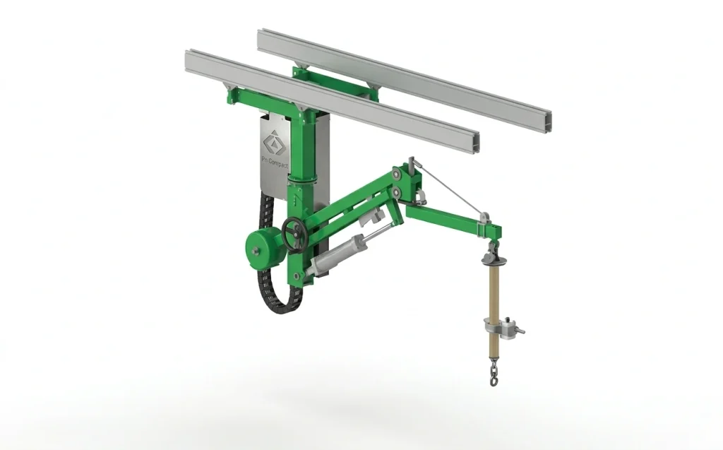 منیپولیتور پنوماتیک PN Compact Overhead Arm Rail ناب آفرینان برای جابه‌جایی و بالانس بار صنعتی